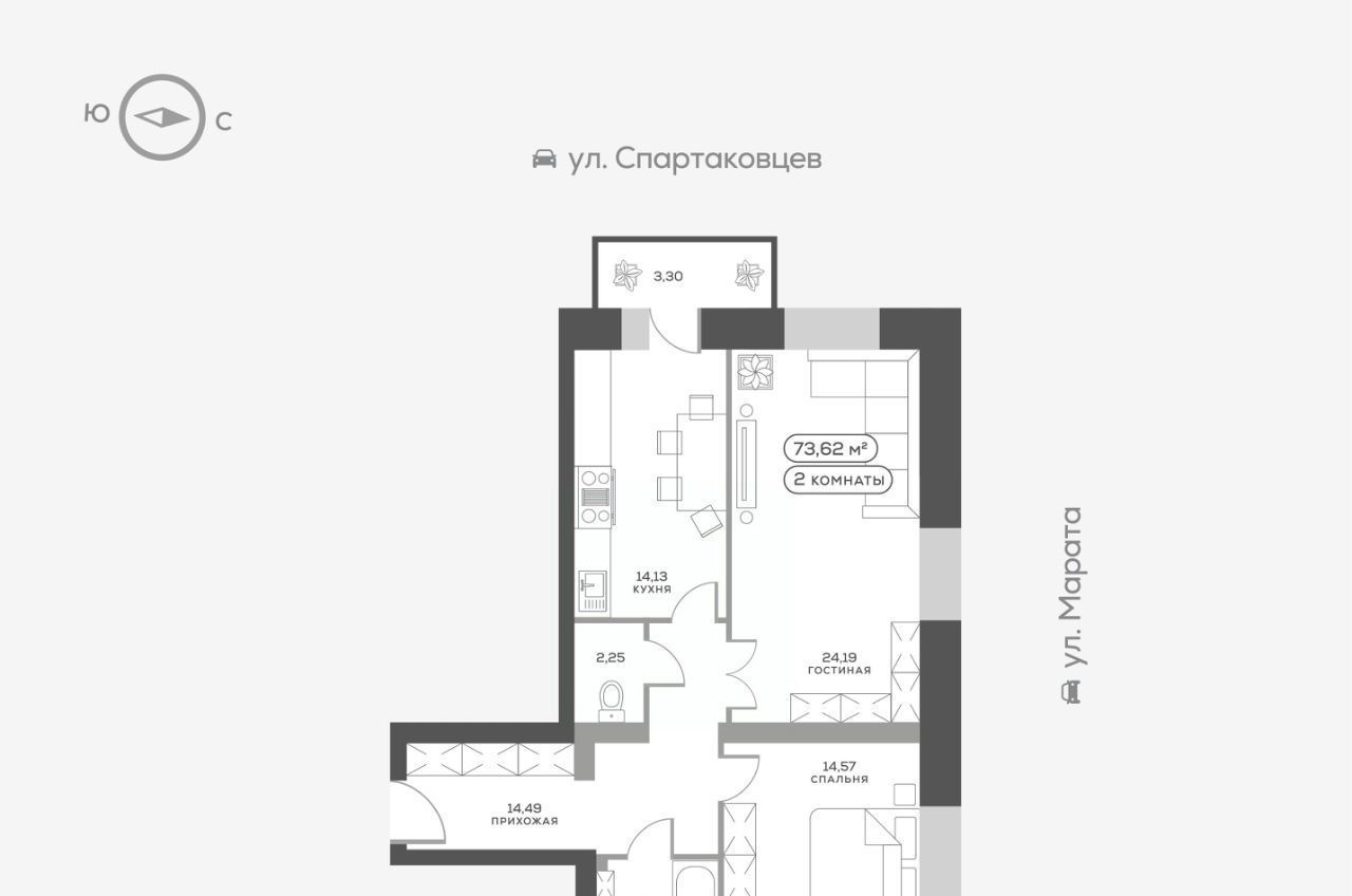 квартира г Красноярск р-н Октябрьский ул Менжинского 10г фото 3