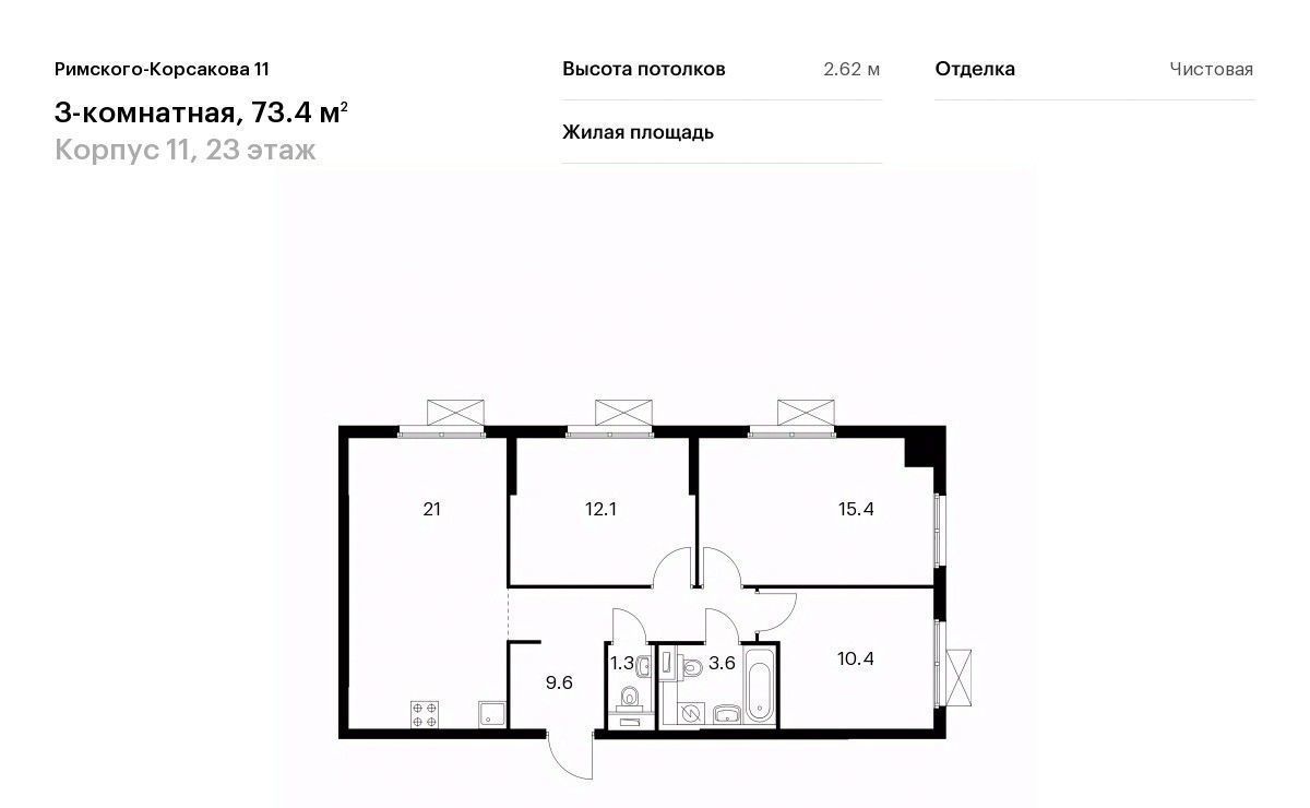 квартира г Москва метро Бибирево жилой комплекс «Римского-Корсакова 11» фото 1