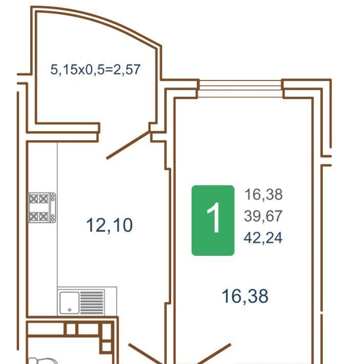 квартира г Краснодар р-н Прикубанский ул им. Кирилла Россинского 3/1к 1 фото 1