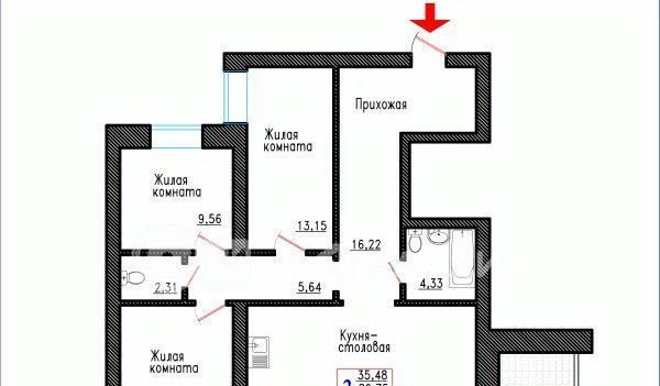 квартира р-н Семилукский г Семилуки ул Маяковского 31 фото 1