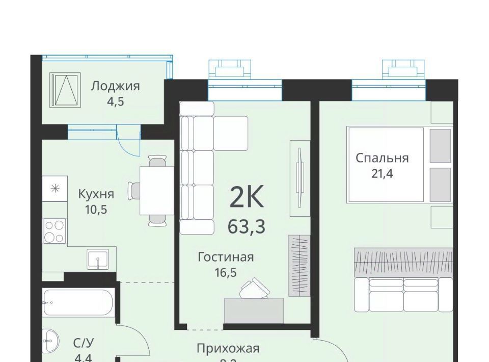 квартира г Новосибирск р-н Калининский ул Объединения 28 фото 1