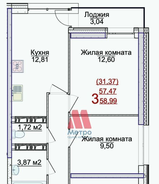 квартира г Ярославль р-н Фрунзенский ЖК «АЭРОПАРК» фото 3