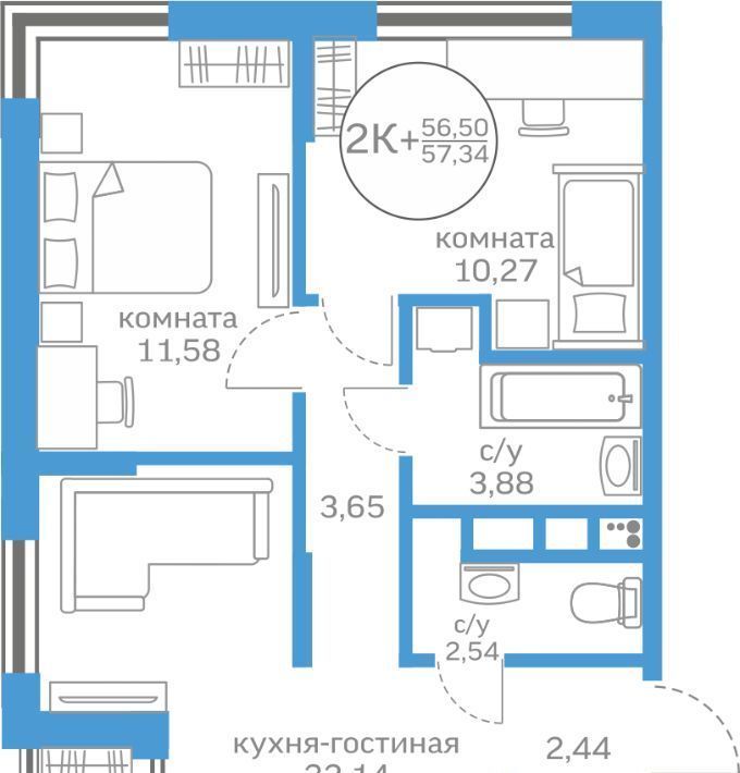 квартира г Тюмень р-н Калининский ул Краснооктябрьская 16 фото 1