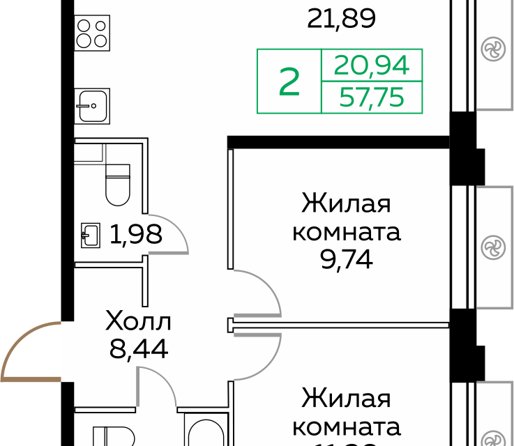 квартира г Мытищи пр-кт Новомытищинский 4а городской округ Мытищи фото 1