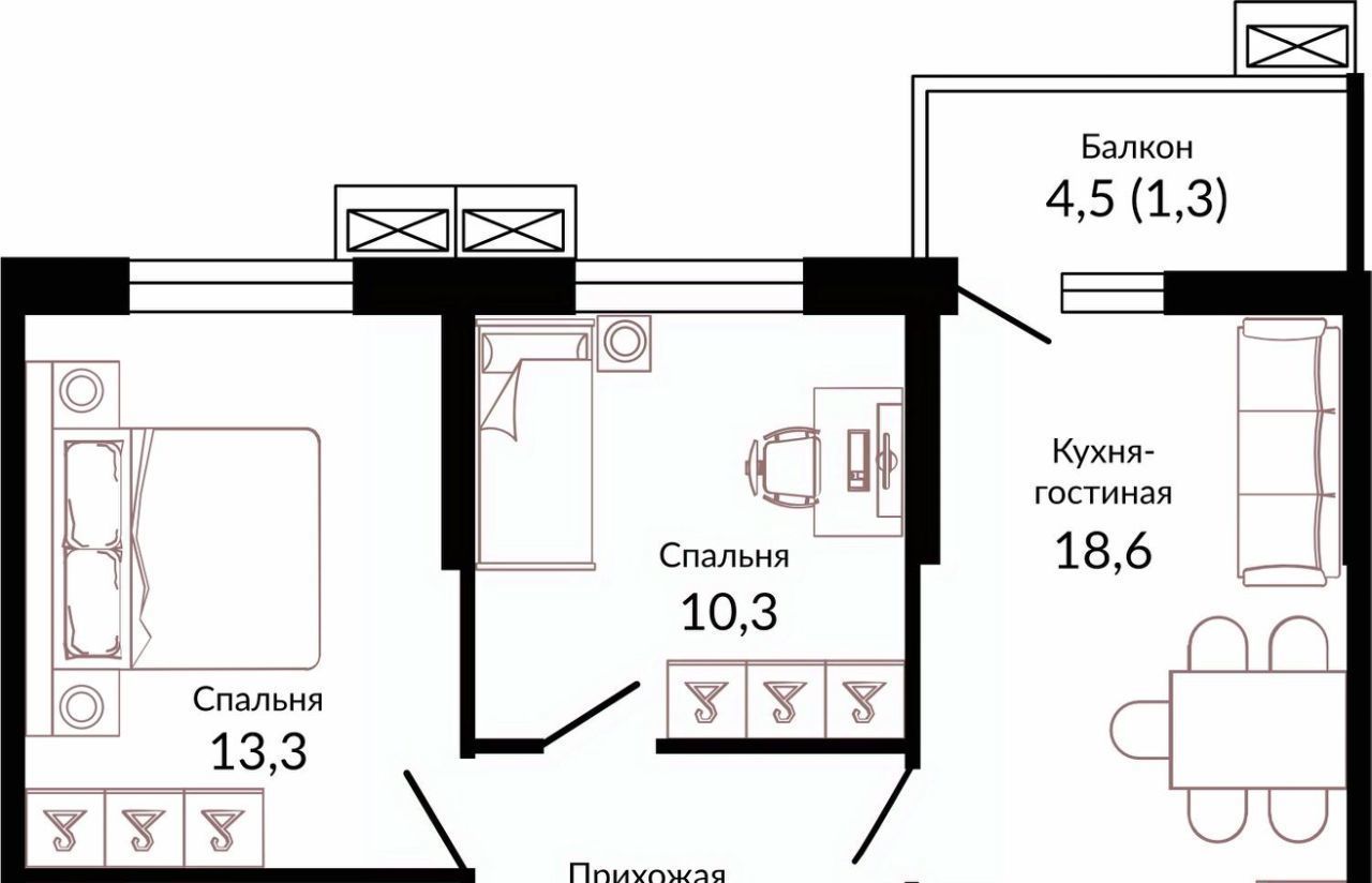 квартира г Краснодар р-н Прикубанский ЖК «Отражение» фото 1