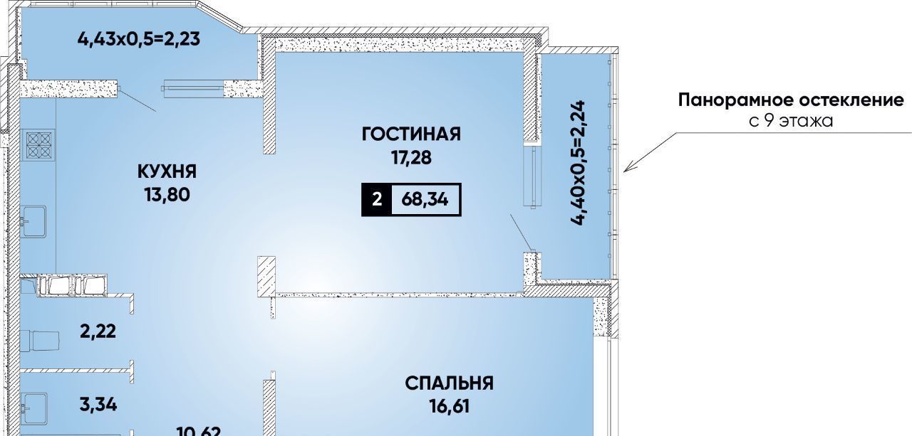 квартира г Краснодар р-н Прикубанский микрорайон «Губернский» фото 1