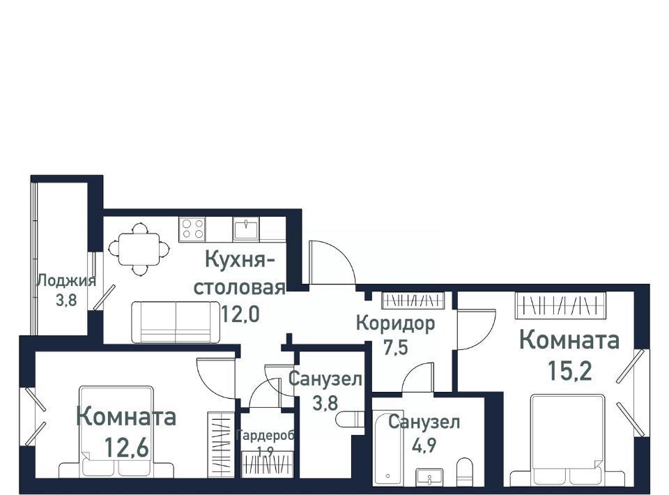 квартира р-н Сосновский п Западный Кременкульское с/пос, ул. Имени капитана Ефимова, 3 фото 1