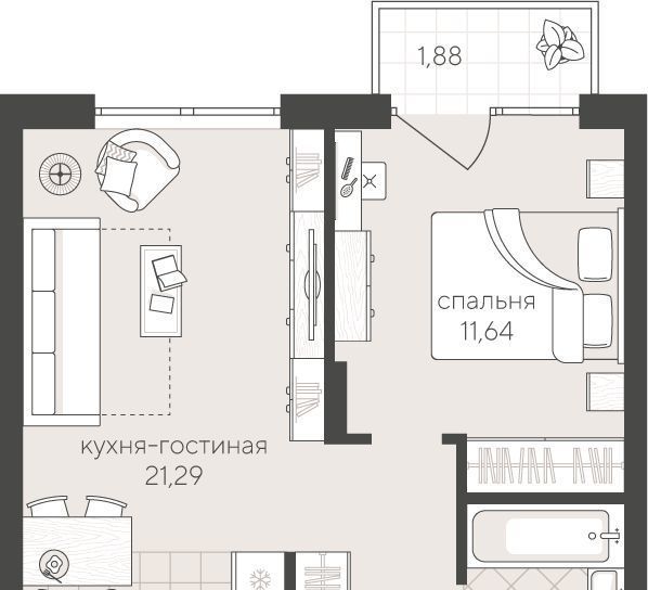 квартира г Тюмень р-н Ленинский ЖК «Скандиа. Квартал у озера» Ново-Гилевский жилрайон фото 1