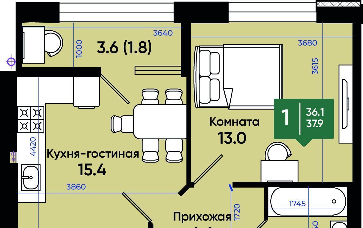 квартира г Батайск ул Олимпийское Кольцо 36к/2 фото 1