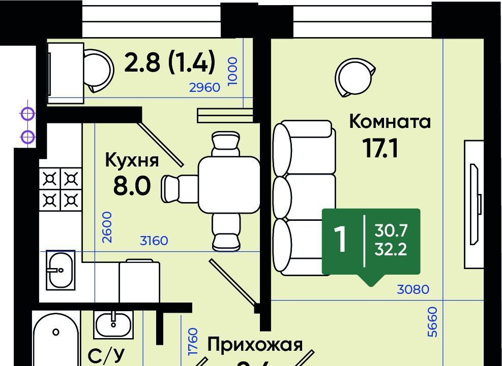 квартира г Батайск ул Олимпийское Кольцо 36к/18 фото 1