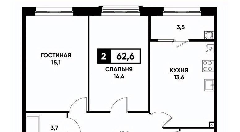 квартира г Ставрополь р-н Промышленный ул Николая Голодникова 7к/1 фото 1