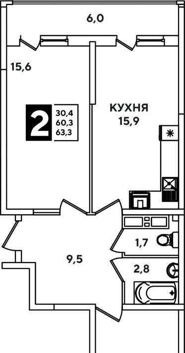 квартира г Краснодар р-н Прикубанский ул им. Ивана Беличенко 89 фото 1