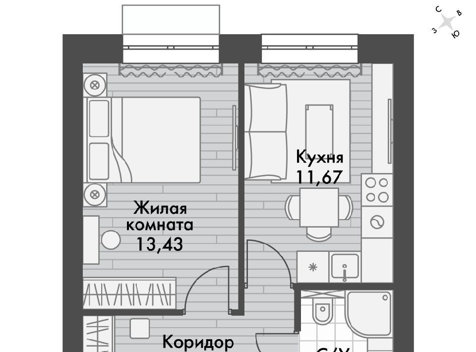 квартира р-н Зеленодольский п Октябрьский Октябрьское с/пос, Северный Вокзал фото 1