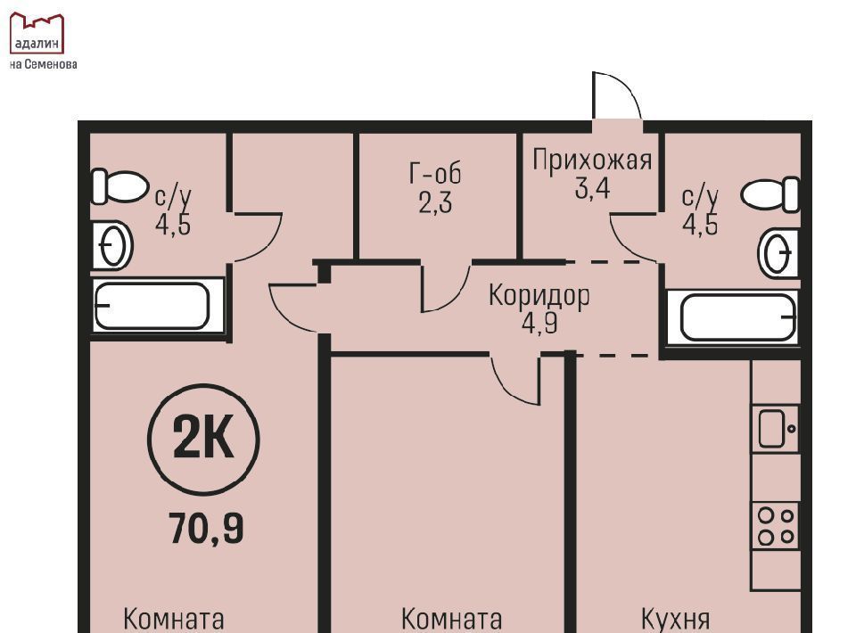 квартира г Барнаул р-н Индустриальный ул им В.Т.Христенко 2к/1 фото 1