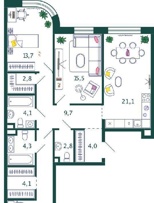 квартира г Москва метро ЗИЛ ЖК Шагал 2-я оч., к 3. 2 фото 1