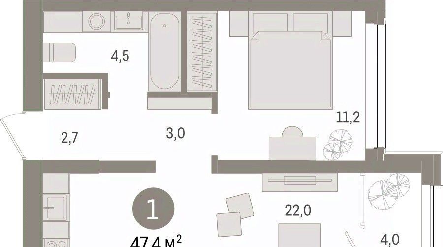 квартира г Тюмень р-н Центральный ул Мысовская 26к/1 фото 1