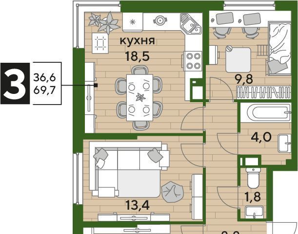 квартира г Краснодар р-н Прикубанский ул им. Марины Цветаевой 3к/2 Догма Парк мкр фото 1