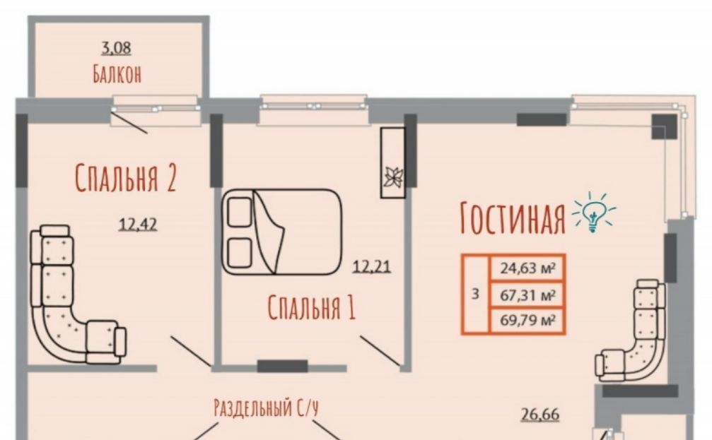 квартира г Тула р-н Пролетарский проезд Новомедвенский 24 фото 1