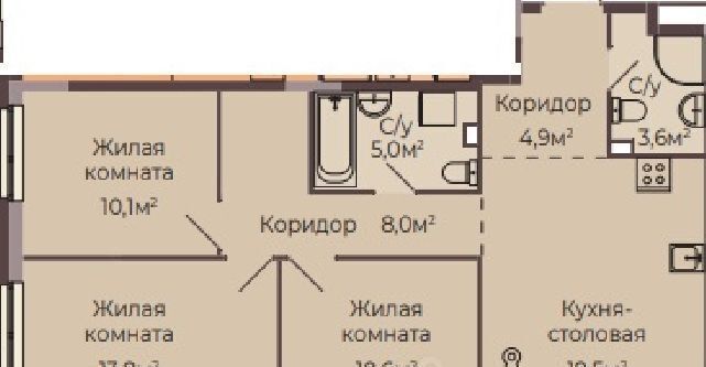 квартира г Нижний Новгород Соцгород Парк культуры ЖК «Трио» жилрайон, 1-й мкр фото 1