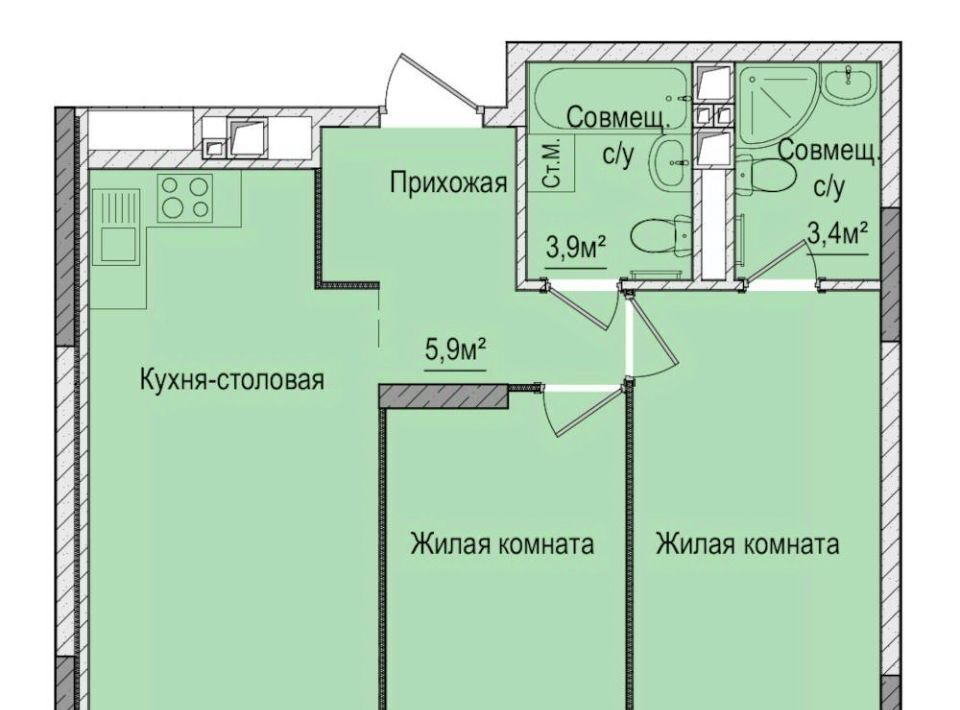 квартира г Ижевск п Живсовхоз р-н Ленинский ул Зеленая 60к/2 фото 1