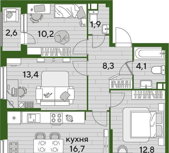 квартира г Краснодар р-н Прикубанский ул им. Анны Ахматовой фото 1