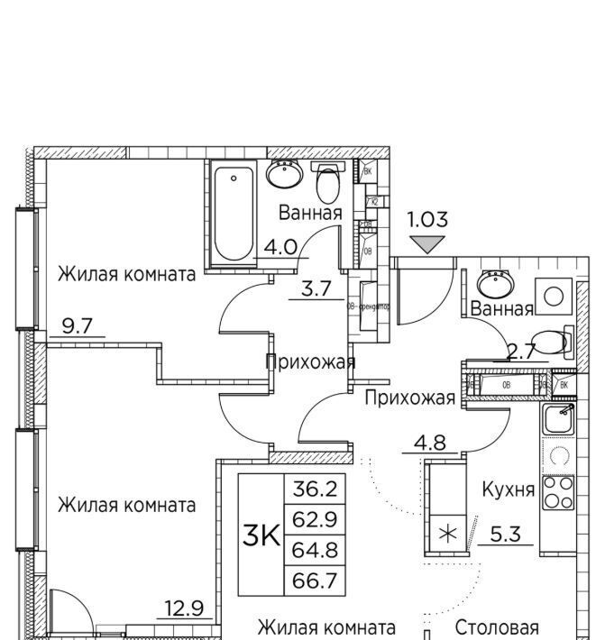 квартира г Владивосток р-н Ленинский ул Расула Гамзатова 7к/2 фото 1