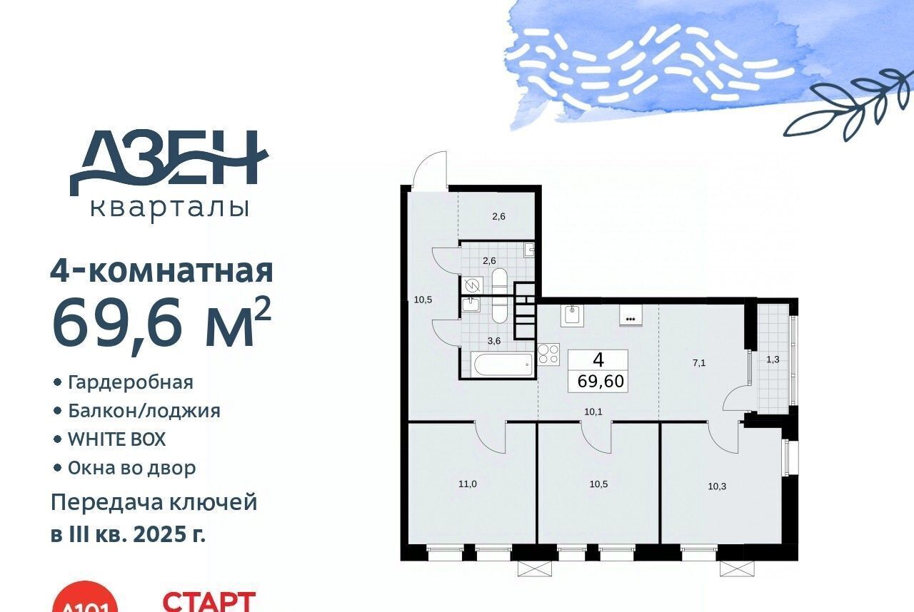 квартира г Москва п Сосенское метро Бульвар Адмирала Ушакова ЖР «Дзен-кварталы» 2/1 фото 1