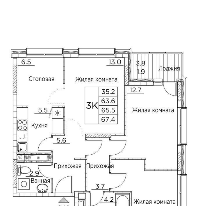 квартира г Владивосток р-н Ленинский ЖК «Гринхилс» фото 1