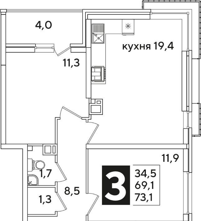 квартира г Краснодар р-н Прикубанский ЖК Самолёт-3 фото 1