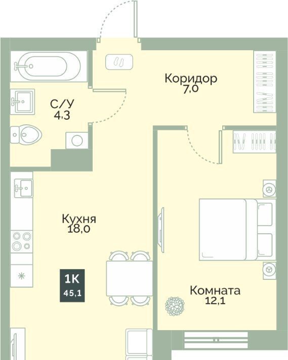 квартира г Курган мкр 3-й п Заозерный ЖК «Районы-Кварталы» жилрайон фото 1