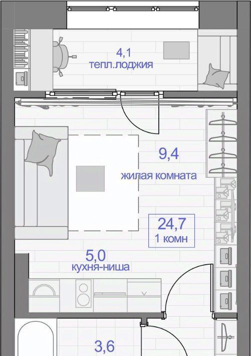 квартира г Красноярск р-н Кировский ул Кутузова 2 фото 3