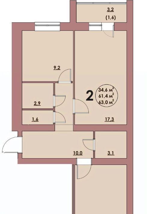 квартира г Волжский 37-й микрорайон ул С.Р. Медведева 41/3 фото 1