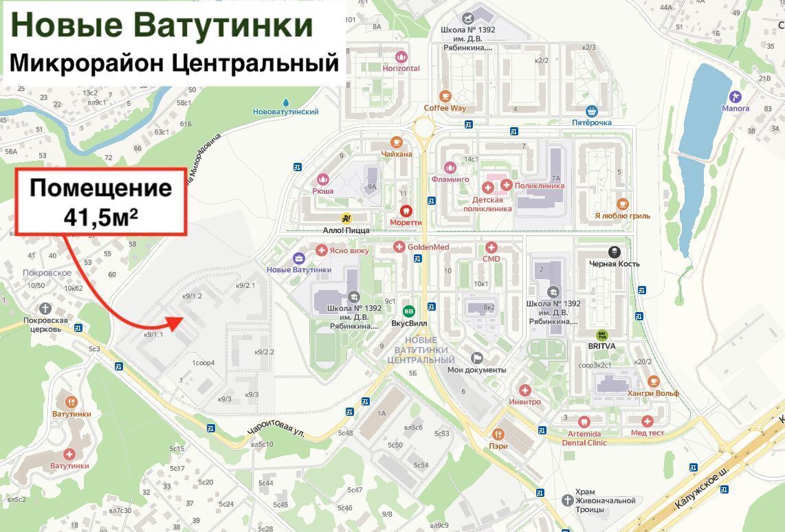 торговое помещение г Москва п Десеновское п Ватутинки новые Ватутинки мкр. «Центральный» Новомосковский административный округ, к 9/1. 2, Московская область фото 4