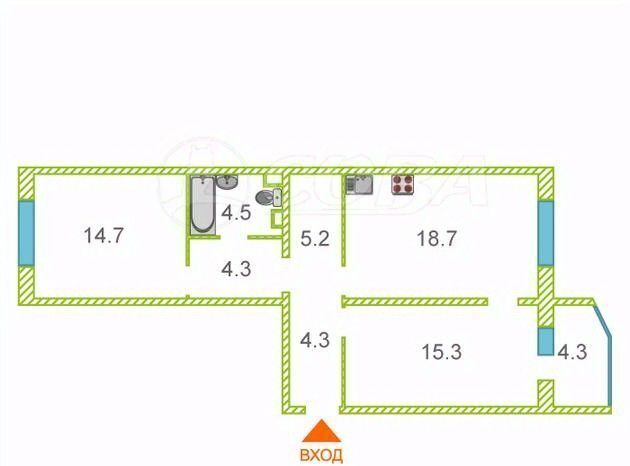 квартира г Нефтеюганск мкр 17-й 1/2 фото 21