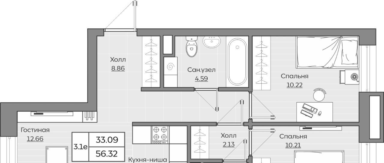 квартира г Казань Дубравная ЖК «Батталовский» фото 1