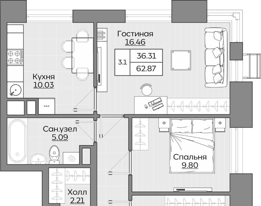 квартира г Казань Дубравная ЖК «Батталовский» фото 1