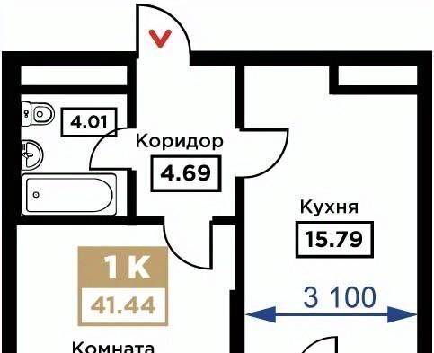 квартира г Краснодар р-н Прикубанский Школьный микрорайон ул Школьная 1 фото 1