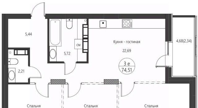 квартира р-н Индустриальный ул Солженицына 4 фото