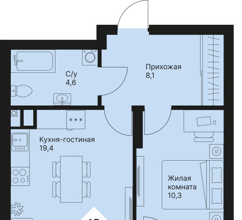 квартира г Екатеринбург Эльмаш ЖК Веер Парк Проспект Космонавтов, жилрайон фото 1