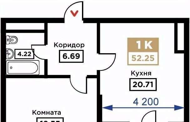 квартира р-н Прикубанский Школьный микрорайон дом 1 фото