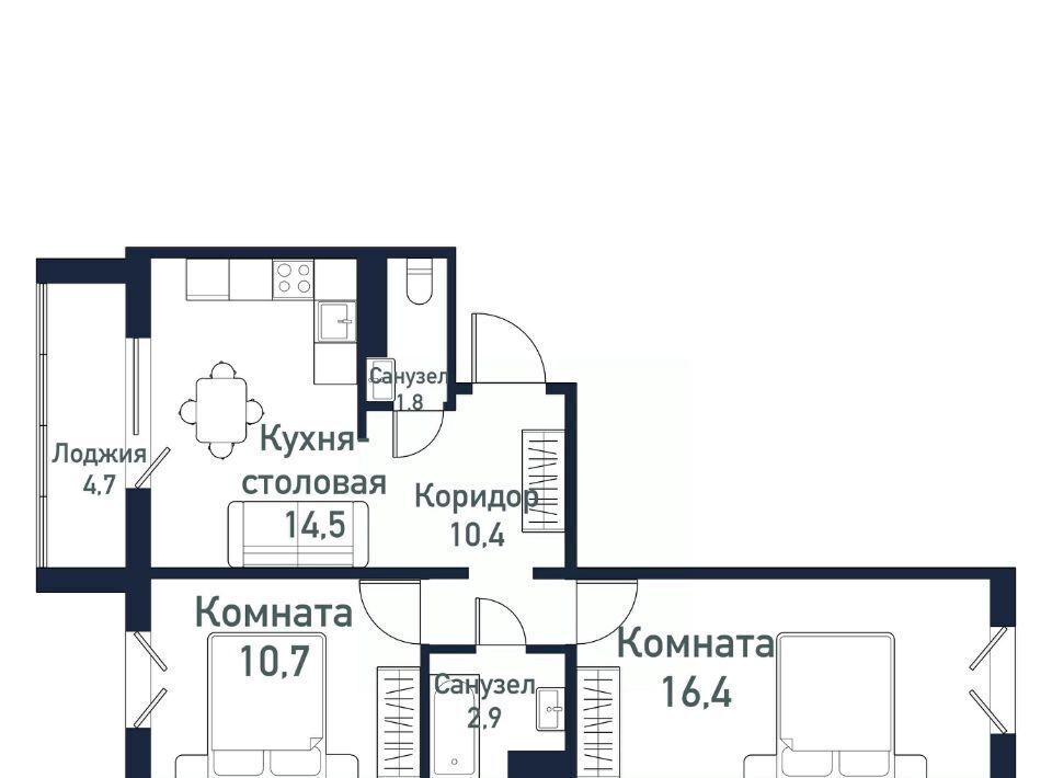 квартира р-н Сосновский п Западный р-н мкр Притяжение Кременкульское с/пос, 7-й кв-л фото 1