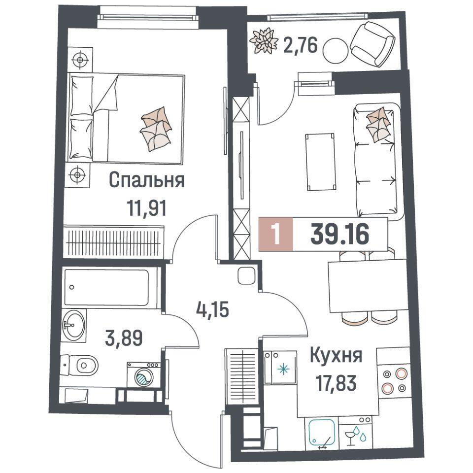 квартира р-н Всеволожский г Мурино ул Екатерининская 34 Муринское городское поселение фото 1