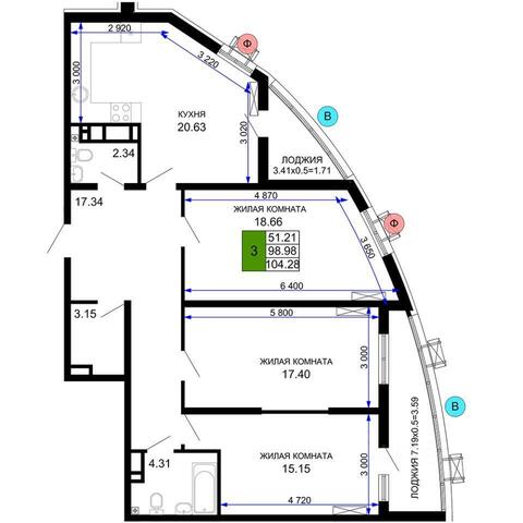 квартира р-н Центральный ул Воронежская 47/35 ЖК Фонтаны фото