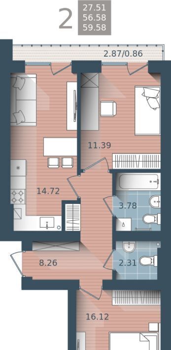 квартира г Калининград р-н Центральный ул Сержанта Мишина 81к/2 фото 1