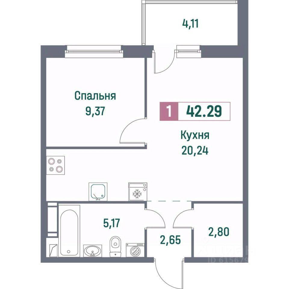 квартира р-н Всеволожский г Мурино ул Екатерининская 22/2 ЖК «Форвард» Муринское городское поселение фото 1