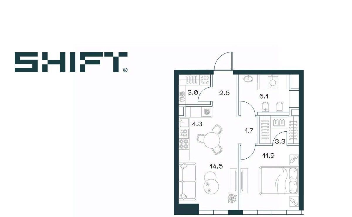 квартира г Москва метро Площадь Гагарина ЖК «SHIFT» 2-й Донской проезд, 10 фото 1