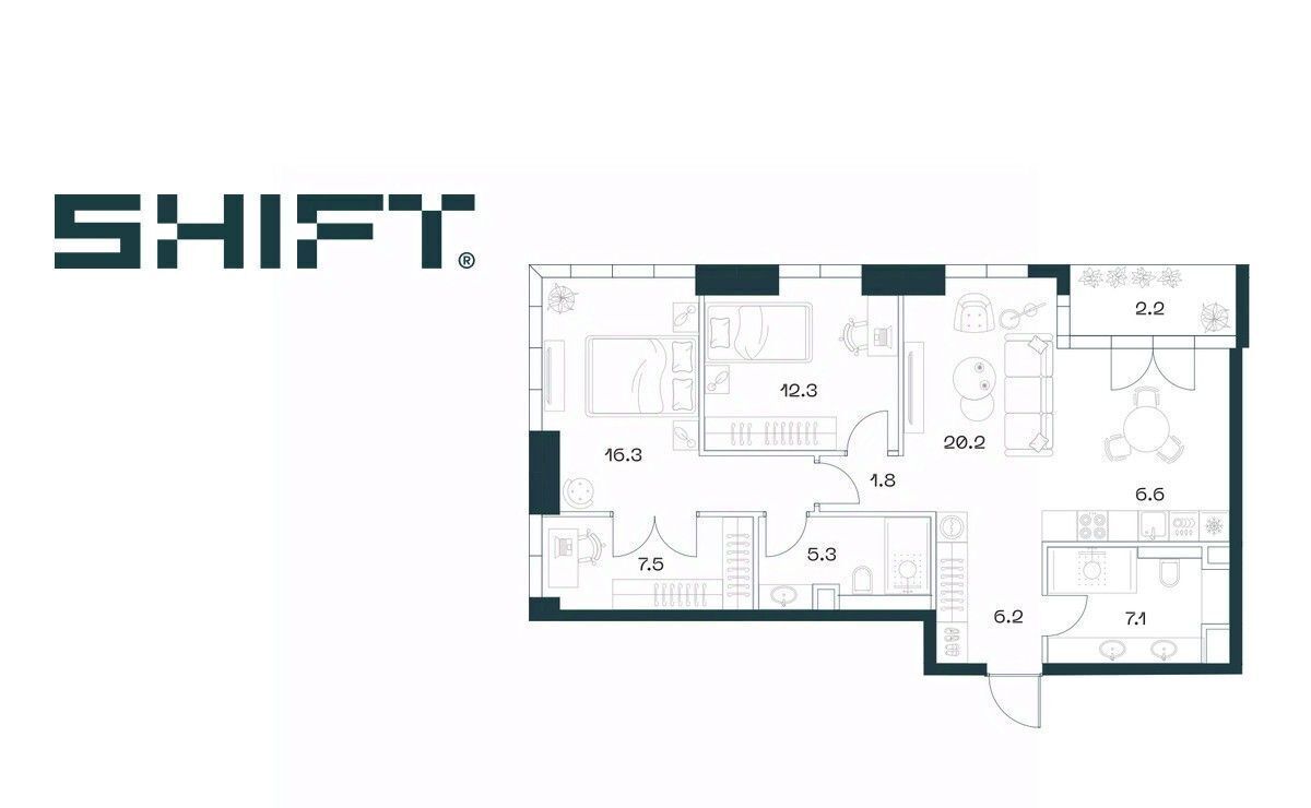 квартира г Москва метро Площадь Гагарина ЖК «SHIFT» 2-й Донской проезд, 10 фото 1
