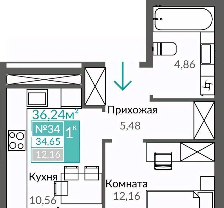 квартира г Симферополь Крымская Роза Горизонты жилой комплекс фото 1