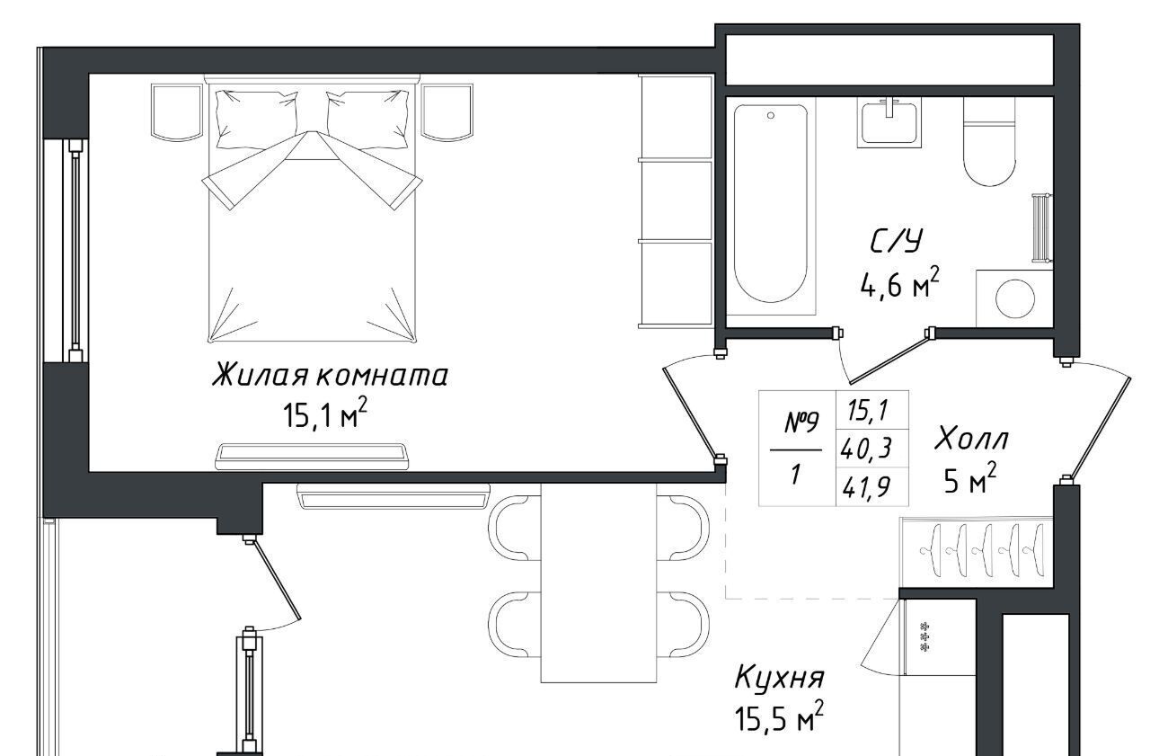 квартира г Калуга р-н Ленинский ЖК «Комфорт Парк» фото 1