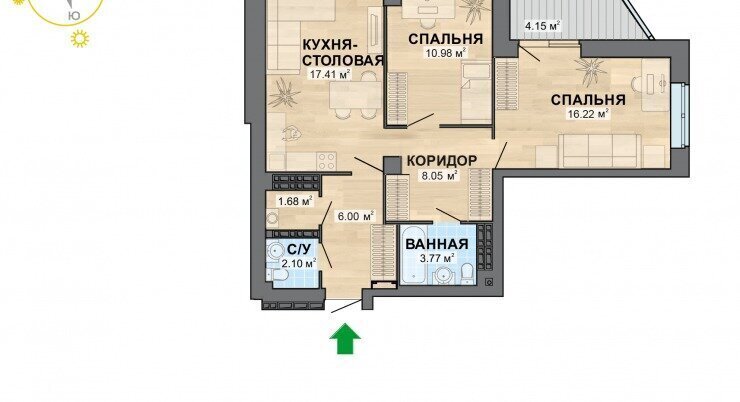 квартира г Екатеринбург р-н Чкаловский Ботаническая ул Водоемная 78 ЖК «Просторы» фото 16